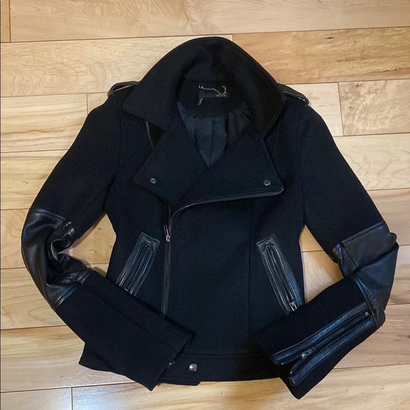 Obakki Jackets & Blazers - Obakki Moto Wool and Leather-Trimmed Jacket